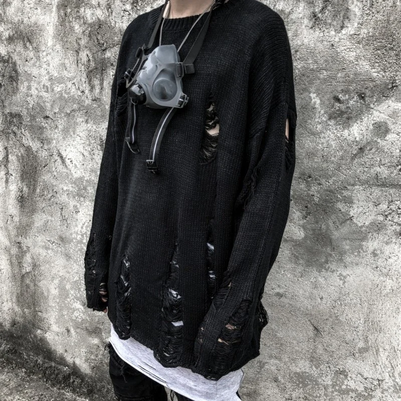 

Autumn 2022 Winter Mens O-Neck Casual Solid Sweater Jackets Korean Style Hip Hop High Street Loose Fashion Pullover Sweater