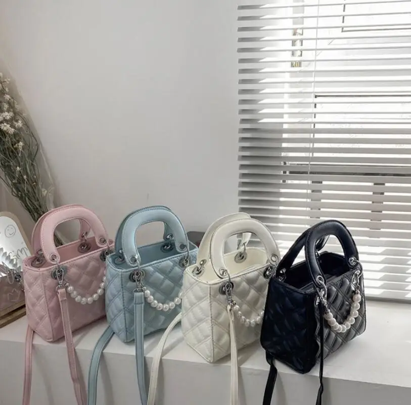 Элегантная женская маленькая сумка тоут с жемчугом Новинка лета 2021 качественная