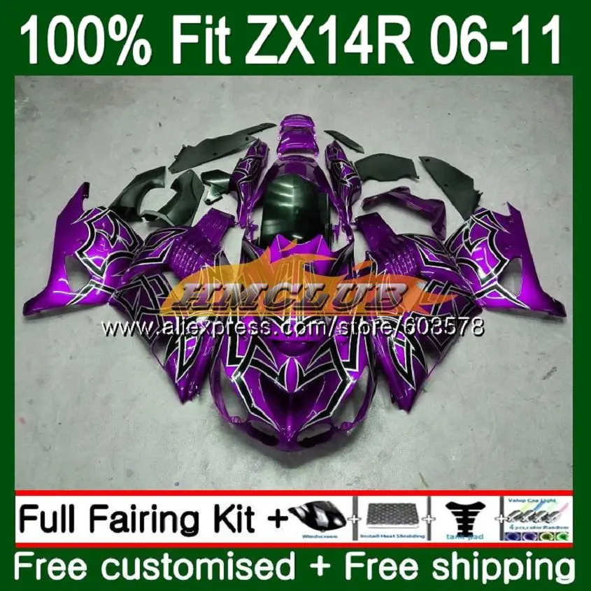 

Инъекция для KAWASAKI ZZR1400 ZX 14R 2006 2007 2008 2009 2010 113CL.96 ZX-14R ZX14R 06 07 08 09 10 11 Новый Фиолетовый обтекатель