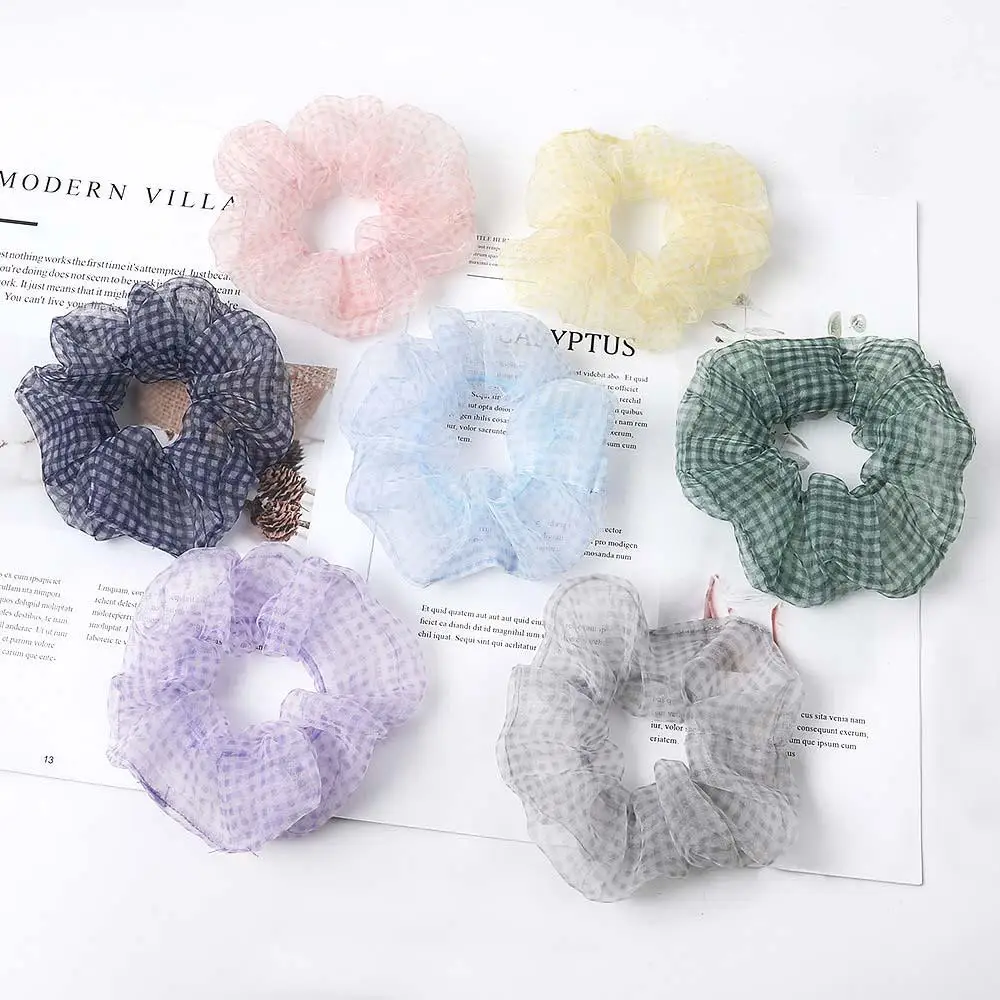 1 шт. резинки для волос из органзы в клетку |