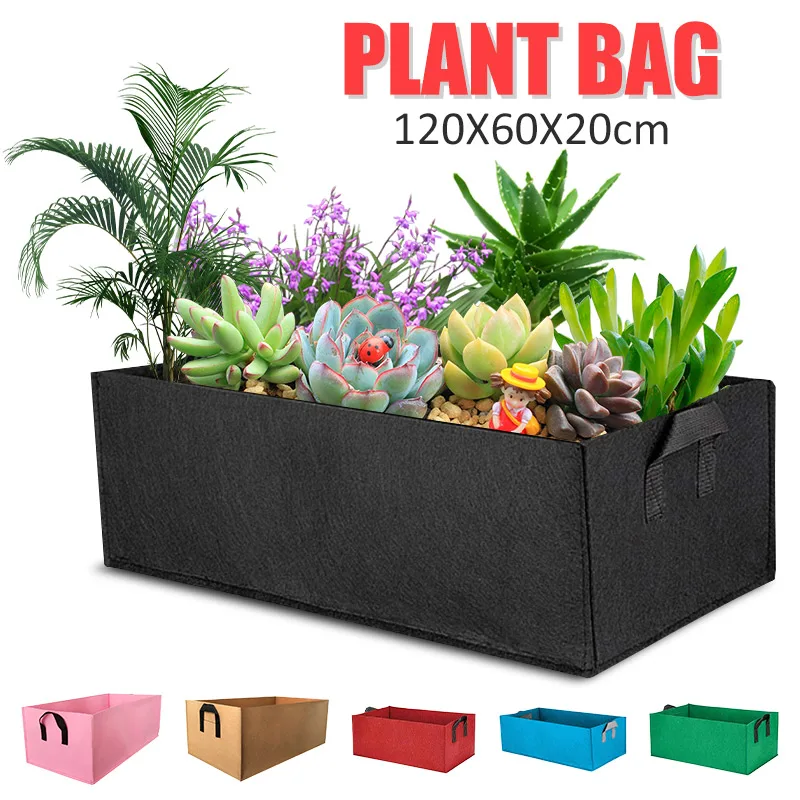 

Grow plant Bag 120x60x20cm Garden Bed Anti-Corrosion Outdoor Vegetable Planter Non-woven Fabric Seedling Potted Plant, Flower