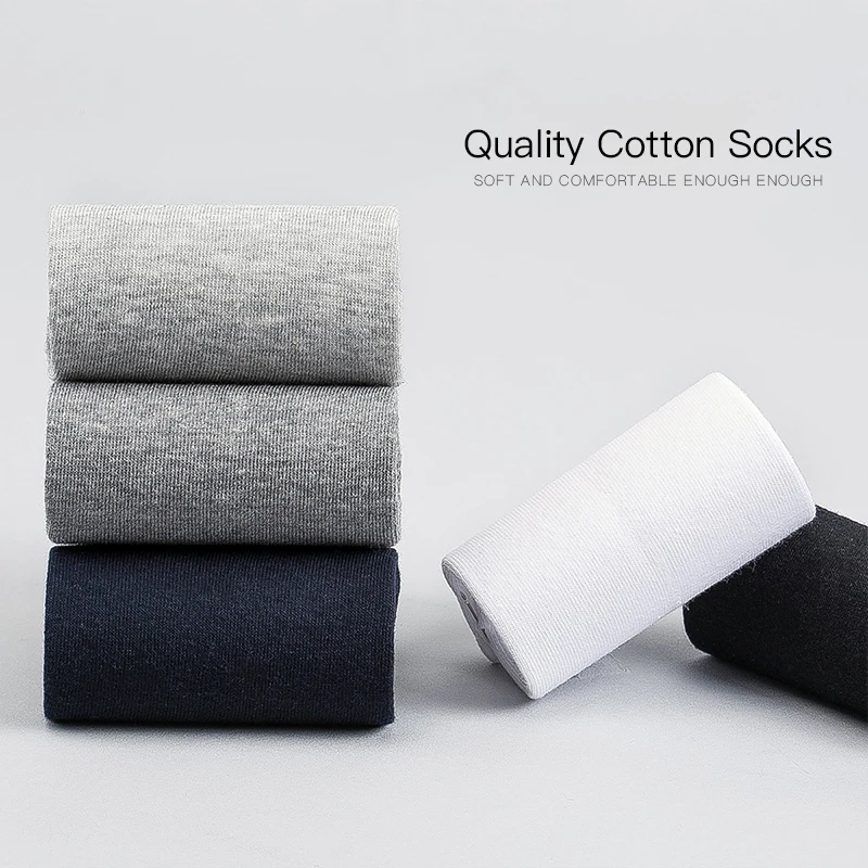 

2021 Men's Cotton Socks New styles 10 Pairs / Lot Black Business Men Socks Breathable Spring Summer for Male US size(6.5-12)