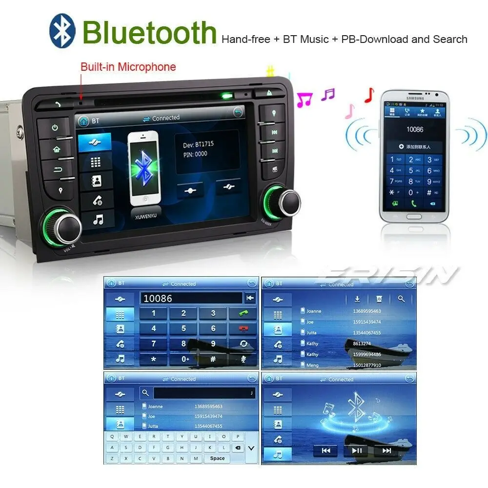Erisin 7147 DAB + автомобильный DVD-плеер Стерео Авторадио GPS SWC Canbus RDS DVR 3G SD USB Bluetooth для AUDI A3