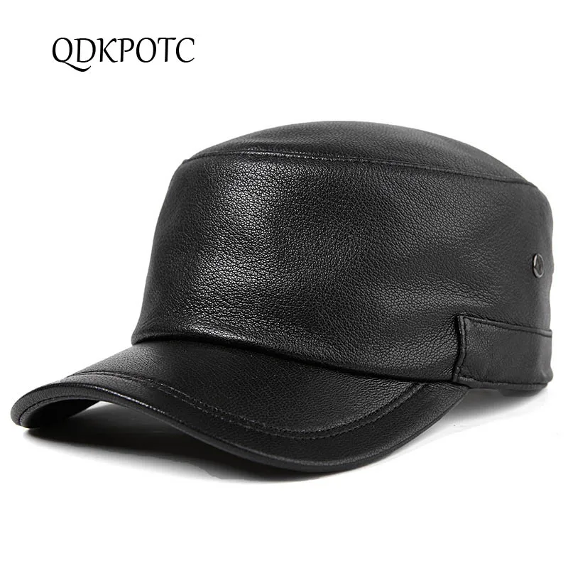 QDKPOTC Осень Зима Новая мужская шляпа Топ козья кожа армейские кепки среднего возраста мужские путешествия досуг плоская кепка