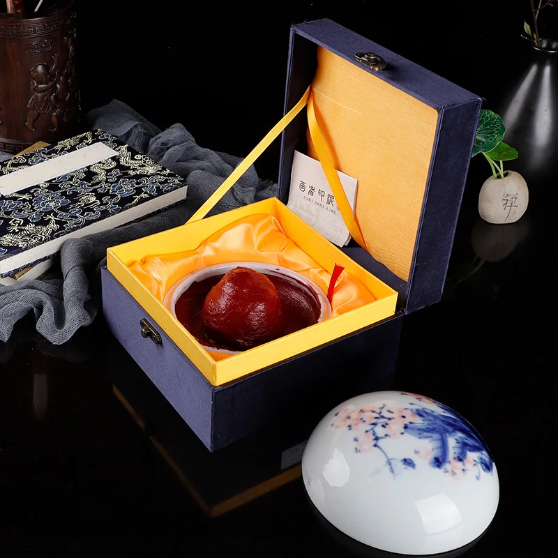 

Chengdu painter association calligraphy and painting seal cutting ink pad ceramic cylinder ink box study supplies Rouge inkpad