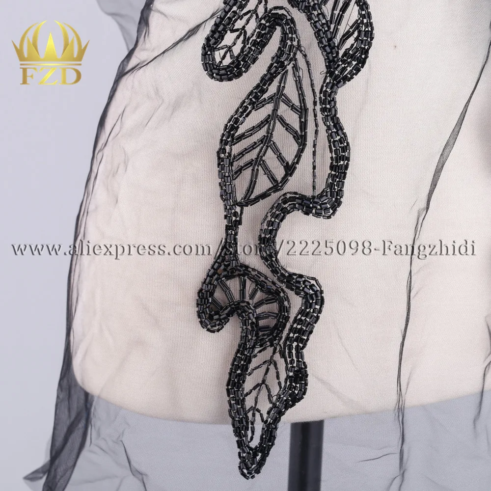 Нашивки ручного шитья с красными и черными бусинами трубчатые бусины каменные