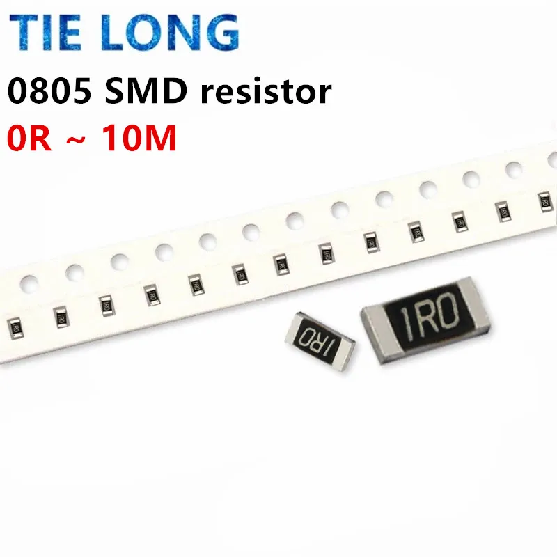 

100Pcs 0805 SMD 1/8W 5% chip resistor 0R ~ 10M 0 10R 100R 220R 330R 470R 1K 4.7K 10K 47K 100K 0 10 100 330 470 ohm
