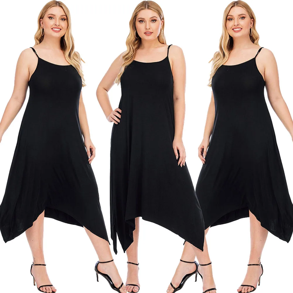 Женское платье слинг размера плюс 4XL однотонные Асимметричные Длинные платья