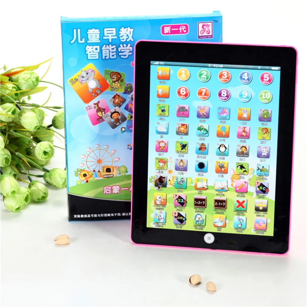 Детские развивающие Обучающие игрушки мини планшет компьютер английский коврик