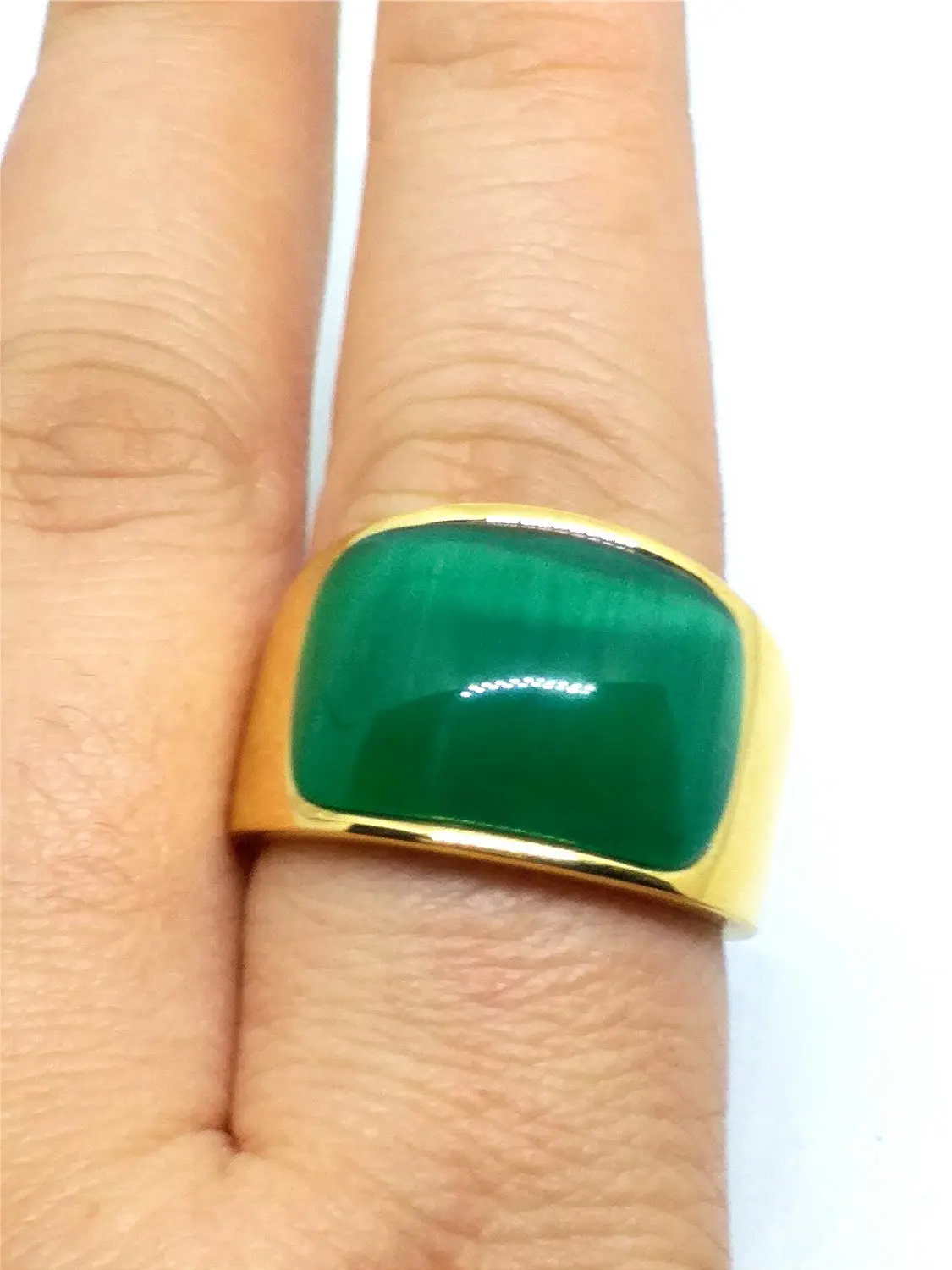 Кольцо LETSFUN из нержавеющей стали с натуральным нефритом изящная мозаика кошачий