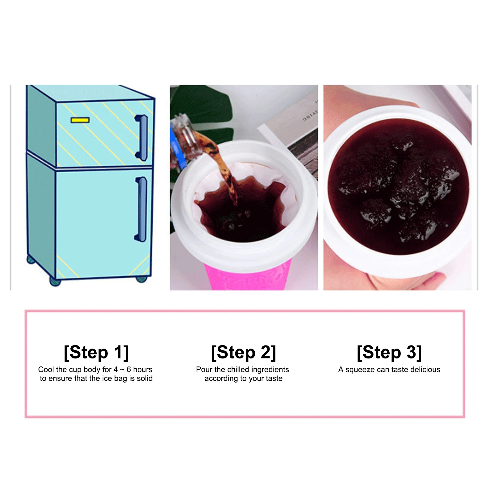 Taza de silicona para batidos de frozen, botella refrigerante r&aacute;pida de doble capa, fabricante de hielo de granizo, batidora de silicona-4