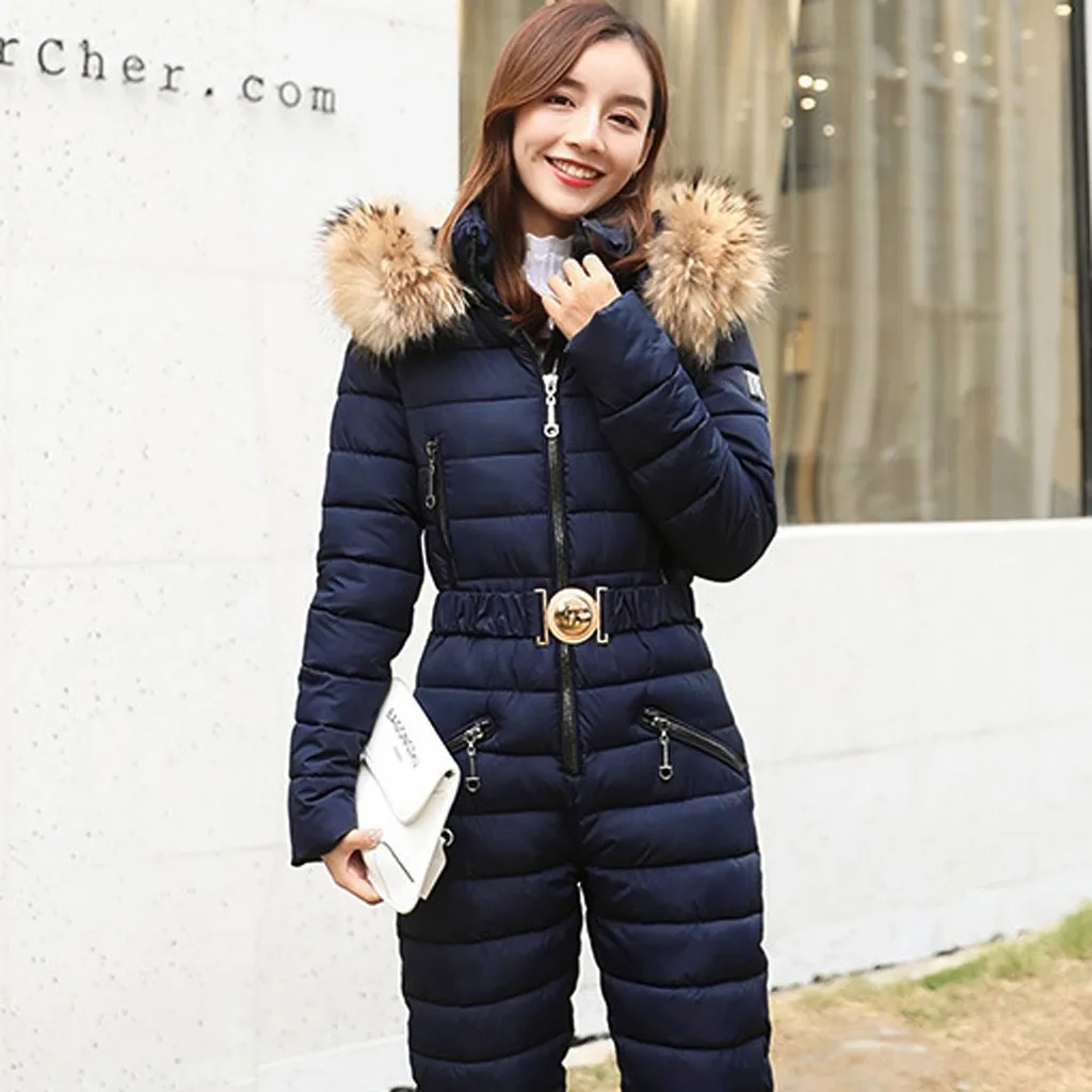 Водонепроницаемый женский однотонный комбинезон с капюшоном для катания на