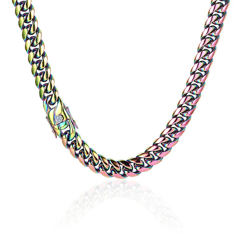 

Fashion Hip Hop Stainless Steel Jewelry Personality Necklace Colour Chain Newest NRYZBHHA