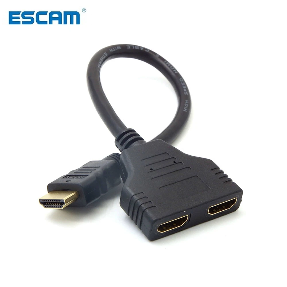 

Кабель-разветвитель ESCAM, 1 штекер-двойной HDMI-совместимый 2 гнезда, Y-образный сплиттер-адаптер для HD светодиодный LCD TV, 30 см