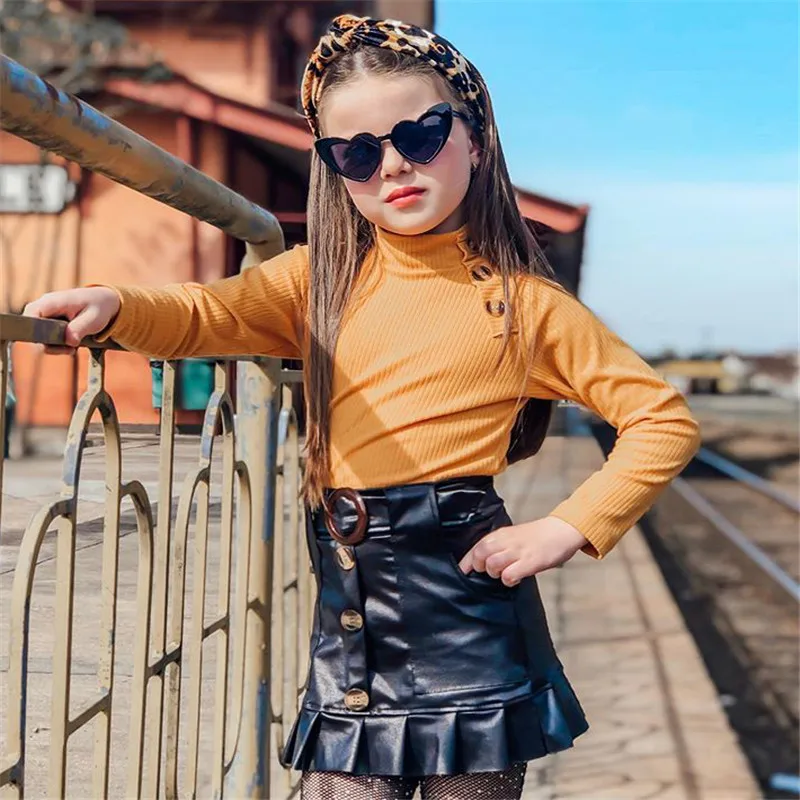 2 шт. Детская рубашка с длинным рукавом и юбка|Комплекты одежды для девочек| |