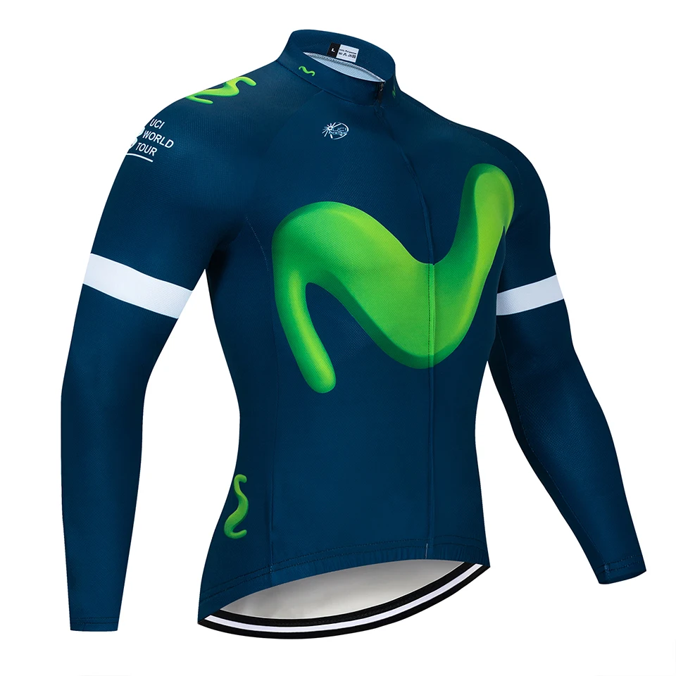 Movistar Команда с длинным рукавом Велоспорт Джерси комплект брюки ropa ciclismo велоодежда MTB велосипед Джерси Униформа мужская одежда - Цвет: Cycling jersey