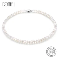 doteffil white natural freshwater pearl necklace for women 8 9mm necklace bead 45cm length 925 silver pearl clasps pearl jewelry