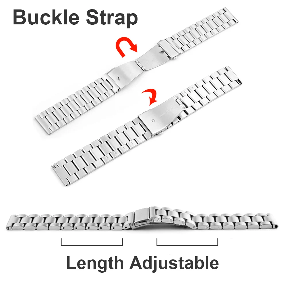 Ремешок для часов из нержавеющей стали 304 черный/серебристый | Наручные часы