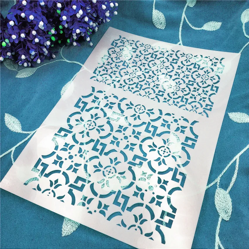 21*29.5 Ground grid scrapbook stencils spray plastic mold shield DIY cake hollow Embellishment printing lace ruler Easter | Дом и сад