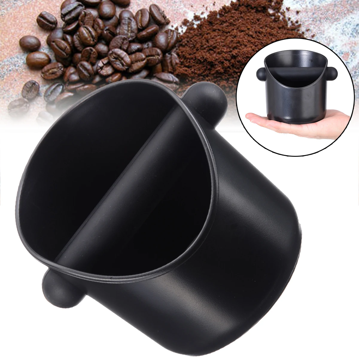 Черный контейнер из АБС пластика для кофе эспрессо с ручкой бариста