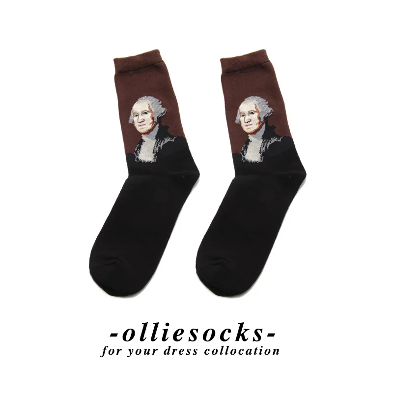 Хит продаж мужские носки осень и зима Ретро стиль искусство Ван Гог Фреска