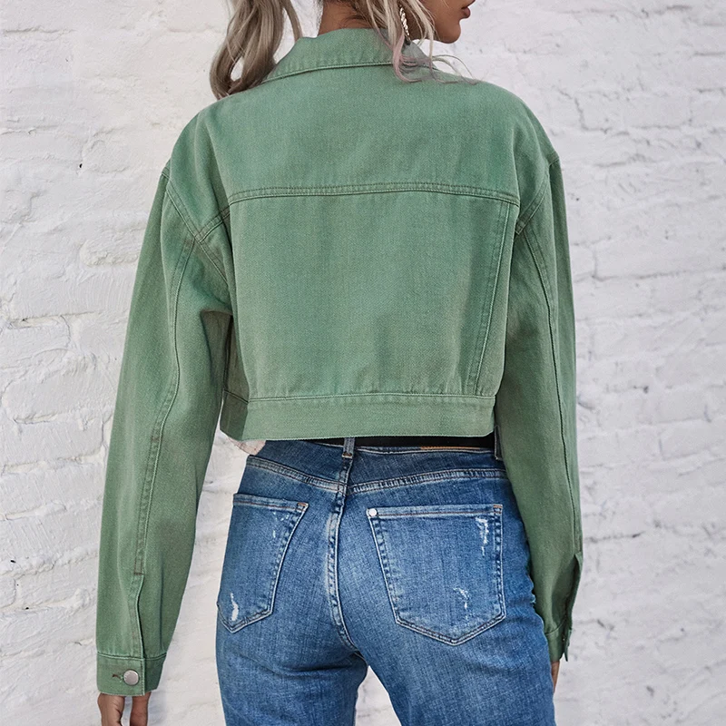 

2021 Fashion Casual Commuter Denim Lapel Short Jacket Fall Winter