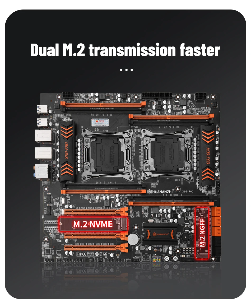 Материнская плата HUANANZHI X99 F8D Intel Dual с процессором XEON E5 2678 V3 * 2 комбинированный