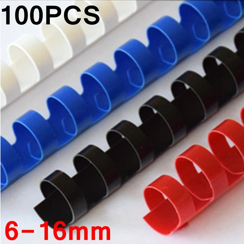 4 colors 100PCS/BOX PVC binding aprons 21 rings  6-16mm binding 20-120 sheets A4 file comb binding machine plastic rings