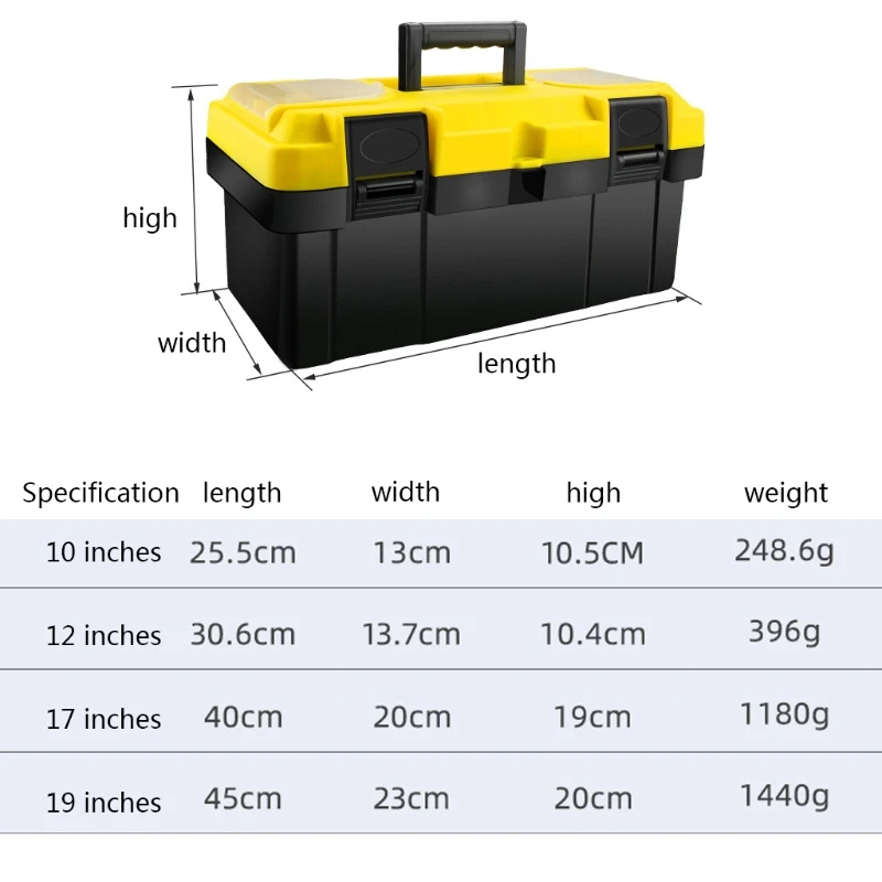 

Plastic Tool Box with Removable Tool Tray for Home Improvement Mechanic Repair Construction Work Portable Anti-Fall