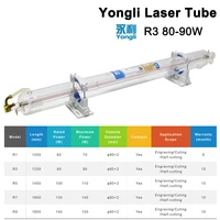 Yongli R3 80W CO2 Laser Tube Wooden Case Box Packing Length 1250 Dia 80mm for CO2 Laser Engraving Cutting Machine