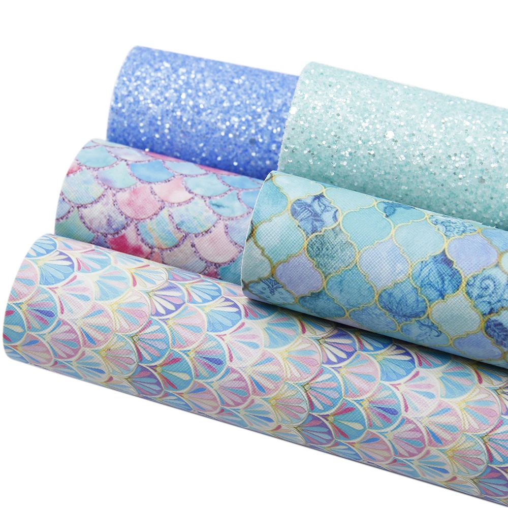 5 шт./лот 20*34 см рождественские чешуи с блестками печатные листы из искусственной