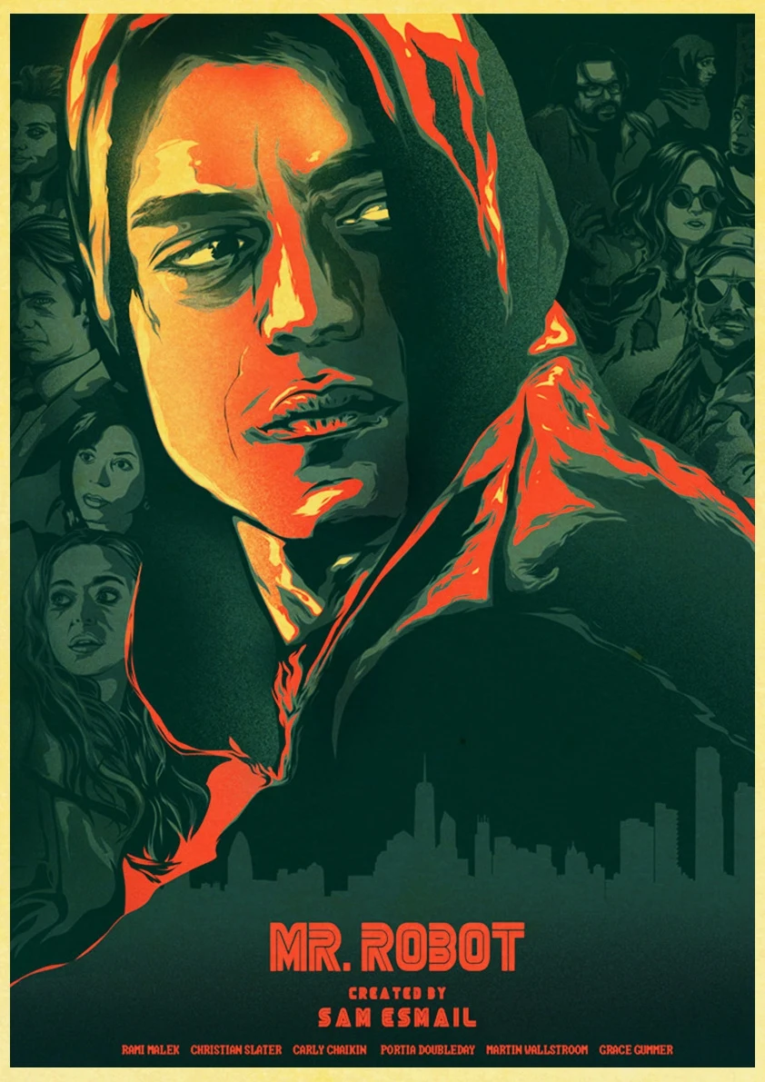 Ретроамериканский психологический триллер Постер для ТВ сериала Mr. Робот