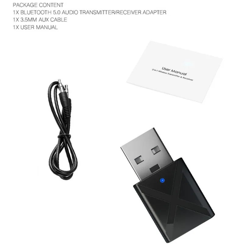 

2 In 1 Bluetooth V5.0 Audio Receiver Transmitter Wireless Adapter Mini 3.5mm AUX Stereo Bluetooth Transmitter For TV PC Cars New