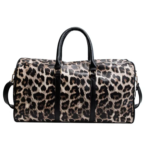 Модная дорожная сумка для женщин, сумка для переноски багажа с леопардовым принтом, Дорожные Сумки из искусственной кожи, женские большие сумки для выходных
