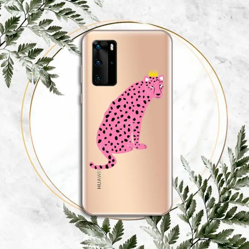 

Leopard cartoon animals Black spots Phone Case Clear Transparent for huawei honor P 40 30 20 lite Pro 10 i 8 9 x p smart 2019