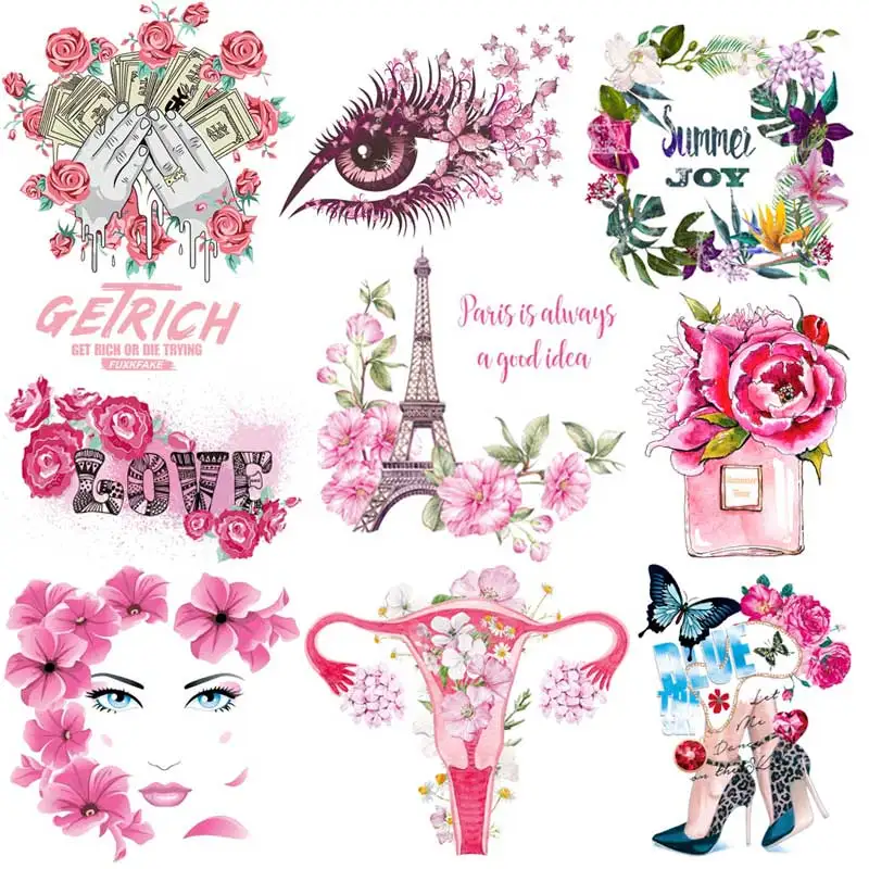 Аппликации сделай сам цветы каблуки термонаклейки на одежду парфюмированные