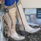 Женские ковбойские ботинки до середины икры, черные ботинки из искусственной кожи в стиле ретро, рабочая винтажная повседневная обувь-Оксфорд для женщин