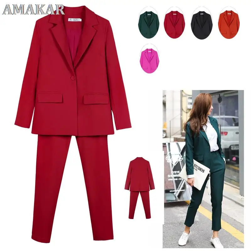

Suit Set Uniform Work Pant Suits OL 2 Piece Set For Women Business Interview Smil Blazer And Pencil Pant Office Lady Suit