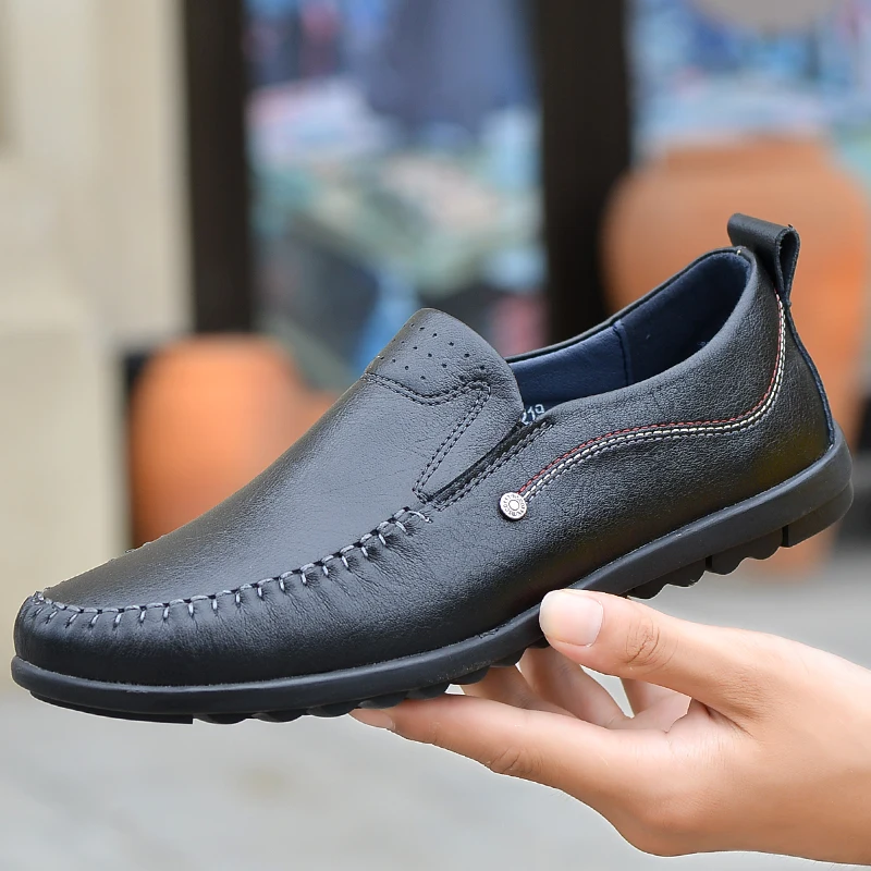 Мужская кожаная обувь Летние мужские мокасины из натуральной кожи Модные