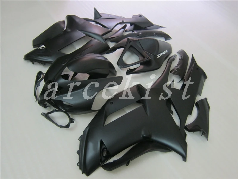 

Новинка из АБС-пластика для мотоцикла весь обтекатели комплект подходит для kawasaki Ninja ZX6R 636 2007 2008 07 08 6R ZX-6R кузов комплект черный матовый