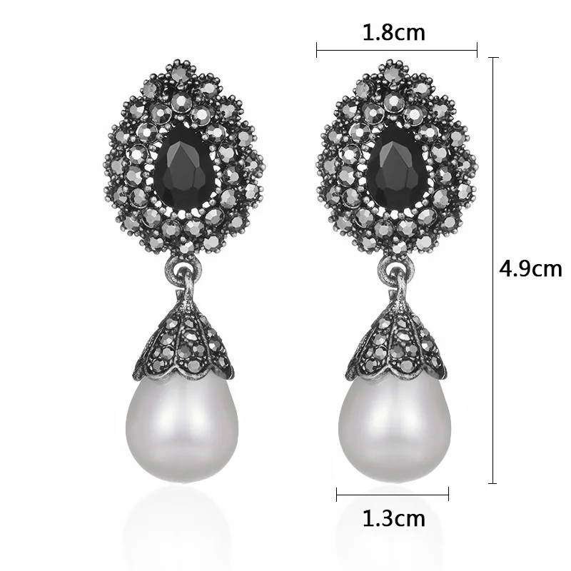 Женские винтажные серьги гвоздики MAIKALE длинные с крупным цветком и жемчугом