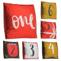hot sales number letter double sided print pillow case cushion cover home car sofa decor