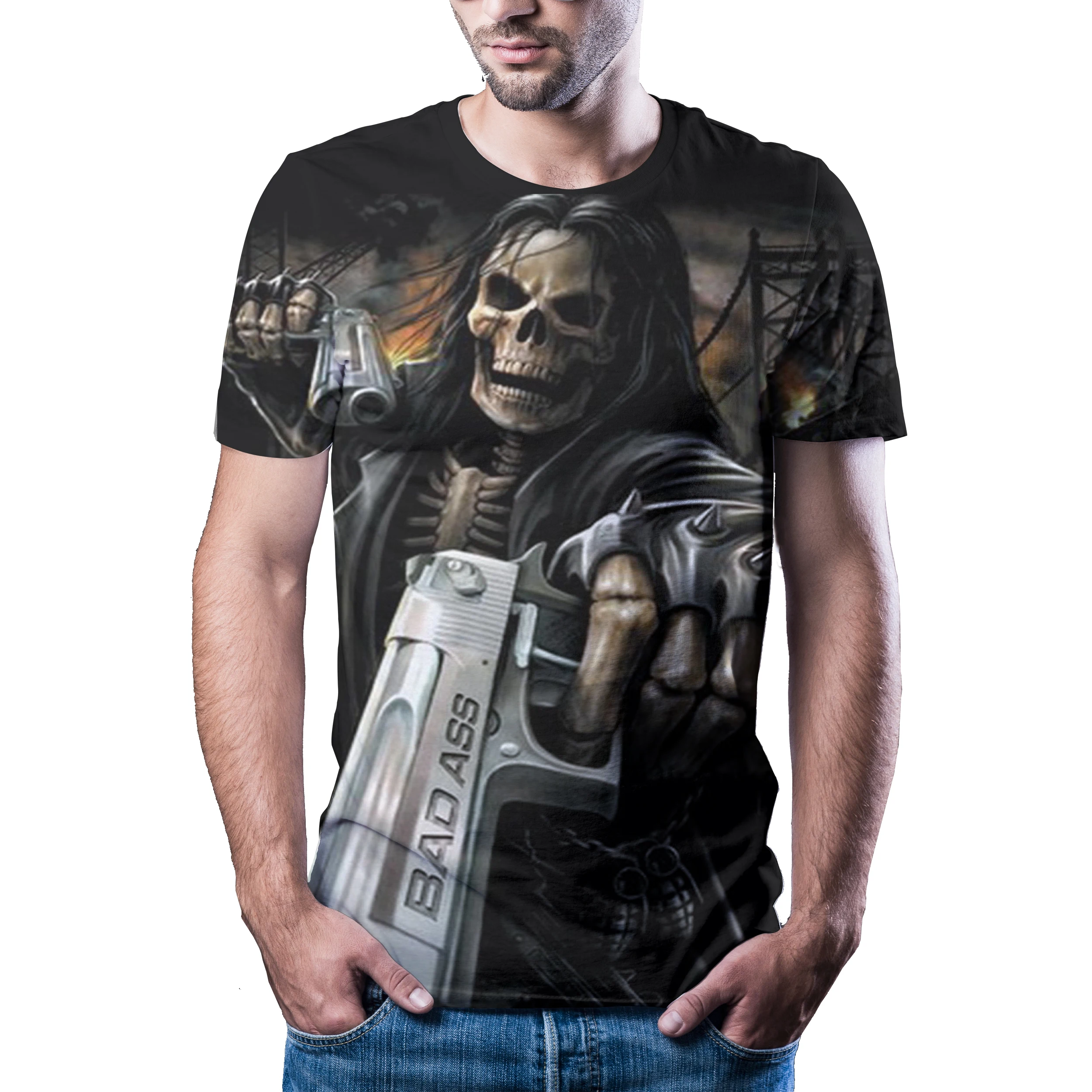 

Новинка 2020, универсальная мужская футболка в темном стиле, быстросохнущая летняя рубашка с принтом