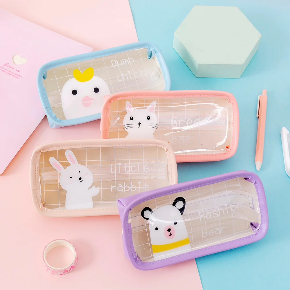 

pencil case Transparent Cat large capacity piornik cute school supplies kalem kutusu cartucheras para lapice escolare stationery