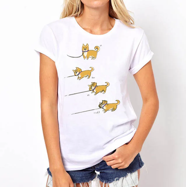 Женская футболка с коротким рукавом Topjini летняя принтом собаки дораэмона женские