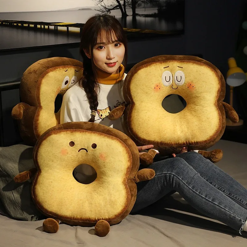 

New Creative Cartoon Large Bread Toast Plush Cushion Office Lunch Food Plush Stuffing Pillow Toy Kids Girls Birthday Gift