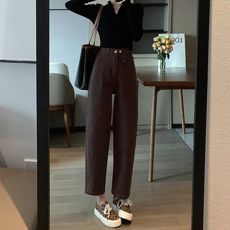 Jeans women 2022 new spring and summer high waist loose dad straight jeans women show thin Harlan pants women