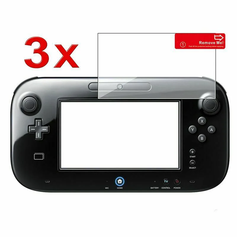 

New 3pcs Transparent Screen Protector For Nintendo Wii U Gamepad Remote Control