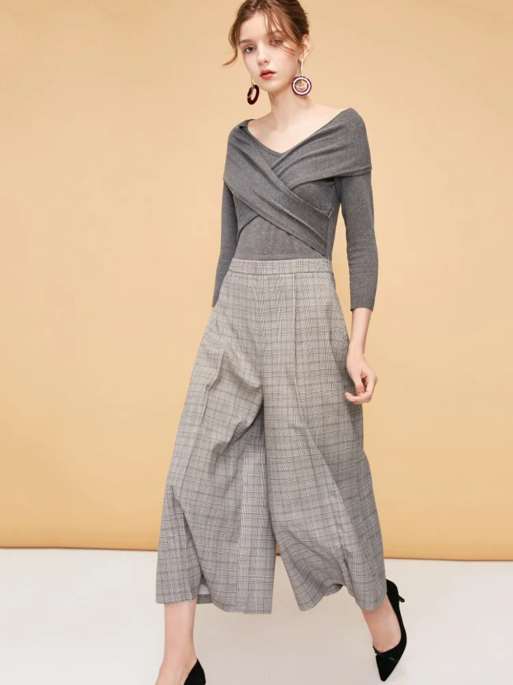 Женский комбинезон с широкими штанинами v образным вырезом и рукавами 3/4 Vero Moda |