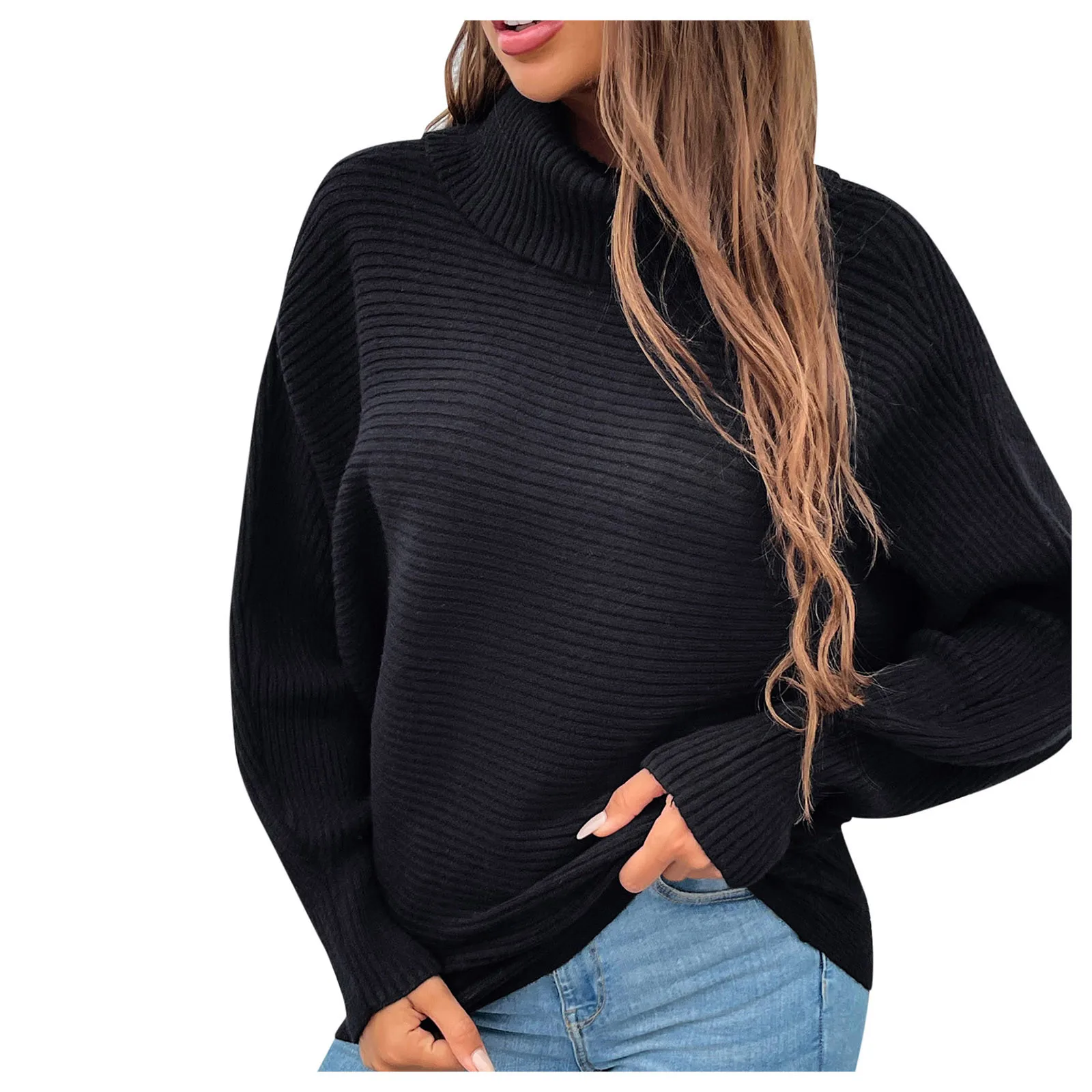 

Fashion Bat Sleeve Sweater Blouse Turtleneck Casual Winter Ladies Comfortable Knitted Tops Female Women Long Sleeve Shirt Blusa